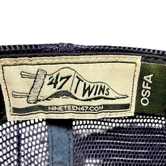 Cleveland Indians '47 Twins 1947 Striped Logo Red & Blue Mesh Trucker Hat - OSFA - Picture 6 of 7